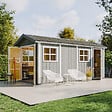 TIMBELA - Abri de Jardin Qualité Premium 8.52 + 2.95 m² - H252x250x530 cm - Construction de Panneaux LP Smartside - Timbela M915C - vignette