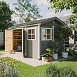 TIMBELA - Abri de Jardin Qualité Premium 8,68 m² - H252x250x412 cm - Construction de Panneaux LP Smartside - Timbela M914A-CAVERN STEEL - vignette