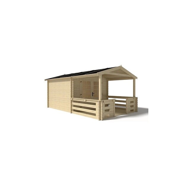 ALTANKA - Terrasse en bois avec balustrade pour abri en bois - 6m2 - 3m x 2m - couleur: naturel - DOM142 - large