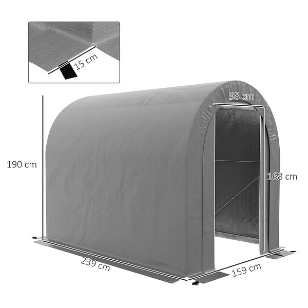 OUTSUNNY - Abri de jardin rangement extérieur dim. 239L x 159l x 190H cm - porte zippée - acier galvanisé PE gris - large