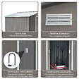 OUTSUNNY - Abri de jardin - remise pour outils - cabanon double porte coulissante - fondation incluse - dim. 277L x 191l x 192H cm - tôle d'acier ondulée grise - vignette