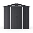 ID MARKET - Abri de jardin 3,7M² gris en acier galvanisé avec base - vignette