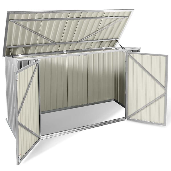 ID MARKET - Abri de jardin en métal gris clair verrouillable multi-rangement stockage vélos, outils, poubelles - large