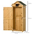 OUTSUNNY - Armoire abri de jardin remise pour outils 3 étagères 2 portes loquets toit pente bitumé 77L x 54l x 179H cm sapin traité lasuré - vignette