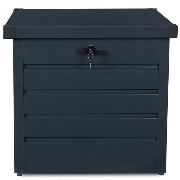 ID MARKET - Coffre de rangement métal verrouillable gris anthracite pour jardin 200L 68x62,5x63 cm - large