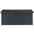 ID MARKET - Coffre de rangement métal verrouillable gris anthracite pour jardin 600L 165x70x63 cm - vignette