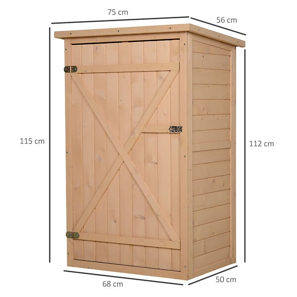 OUTSUNNY - Armoire abri de jardin remise pour outils - grande porte verrouillable loquet - 2 étagères - toit bitumé incliné bois de sapin pré-huilé - large