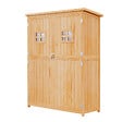 OUTSUNNY - Abri de jardin armoire de jardin remise pour outils sur pied dim. 128L x 50l x 164H cm 2 étagères 2 portes 2 fenêtres toit bitumé étanche bois massif sapin pré-huilé - vignette