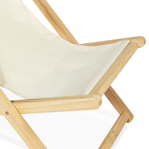 ID MARKET - Lot de 2 chaises longues pliantes chilienne bois toile écrue - large