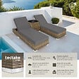 TECTAKE - Lot de 2 bains de soleil en rotin et aluminium marron naturel avec table et housses design - vignette