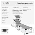 TECTAKE - Chaise longue en aluminium Lorella, rembourrée et pliable gris tacheté - vignette