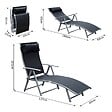 OUTSUNNY - Outsunny transat chaise longue bain de soleil pliable dossier inclinable multi-positions têtière fournie 137L x 64l x 101H cm métal époxy textilène noir - vignette