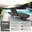 TECTAKE - Bain de soleil rotin tressé noir dossier réglable 5 positions matelas moelleux - vignette
