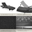 TECTAKE - Bain de soleil rotin tressé noir dossier réglable 5 positions matelas moelleux - vignette