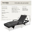 TECTAKE - Bain de soleil rotin tressé noir dossier réglable 5 positions matelas moelleux - vignette