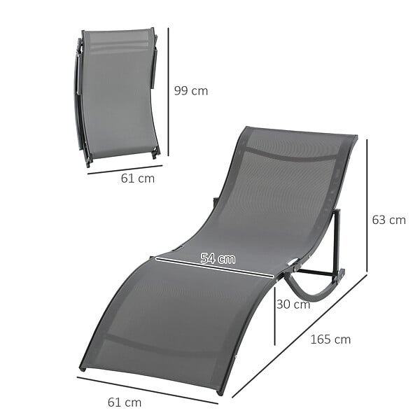 OUTSUNNY - Lot de 2 bains de soleil pliables design contemporain - lot de 2 transats ergonomiques - alu. textilène anthracite - large