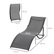 OUTSUNNY - Lot de 2 bains de soleil pliables design contemporain - lot de 2 transats ergonomiques - alu. textilène anthracite - vignette
