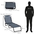 OUTSUNNY - Bain de soleil transat pliable dossier inclinable multi-positions acier thermoplastique lacets élastiques noir textilène gris - vignette