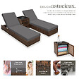 TECTAKE - 2 chaises longues en rotin avec structure en aluminium et table, housse de protection incluse marron - vignette