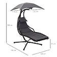 OUTSUNNY - Bain de soleil transat suspendu avec pare-soleil et matelas design contemporain 190L x 115l x 190H cm acier polyester gris foncé noir - vignette