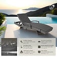 TECTAKE - Chaise longue en rotin et aluminium Océane gris - vignette
