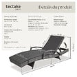TECTAKE - Chaise longue en rotin et aluminium Océane gris - vignette