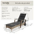 TECTAKE - Bain de soleil résine tressée en métal gris foncé 6 positions coussin intérieur extérieur - vignette