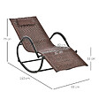 OUTSUNNY - Chaise longue à bascule rocking chair design contemporain dim. 160L x 61l x 79H cm métal textilène brun - vignette