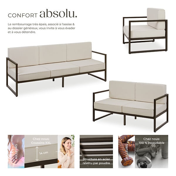 TECTAKE - Salon de jardin COMOSA pour 6 personnes marron/beige - large