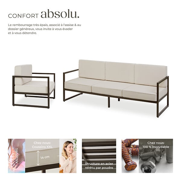 TECTAKE - Salon de jardin COMOSA pour 5 personnes marron/beige - large