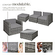 TECTAKE - Canapé lounge de jardin en rotin gris 5 places avec coussins confortables - vignette