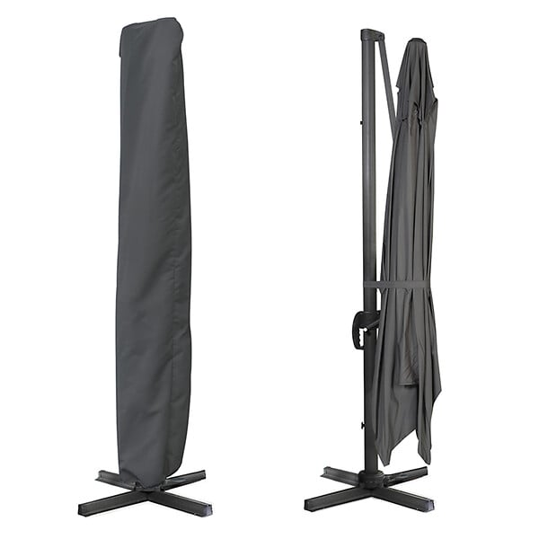 ID MARKET - Parasol déporté inclinable rotatif 360 CALVI gris 3x4 M avec housse - large