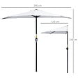 OUTSUNNY - Demi parasol - parasol de balcon - ouverture fermeture manivelle - acier polyester haute densité blanc - vignette