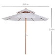 OUTSUNNY - Parasol en bois peuplier droit 2 toits polyester 180 g/m² dia. 2,65 x 2,64H m blanc - vignette