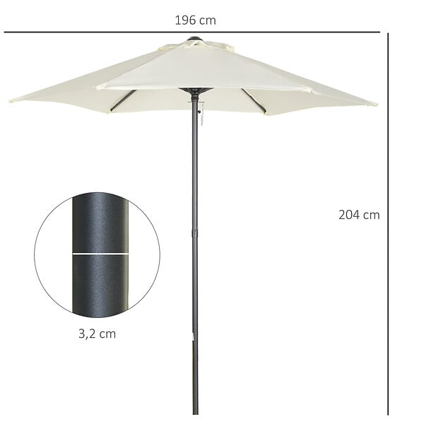 OUTSUNNY - Parasol droit de jardin balcon terrasse grande taille toile polyester 160 g/m² Ø 1,96 x 2H m mât alu beige - large