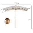 OUTSUNNY - Parasol droit rectangulaire bois polyester haute densité 2,95L x 2l x 2,55H m crème - vignette