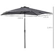 OUTSUNNY - Parasol lumineux rectangulaire inclinable dim. 2,68L x 2,05l x 2,48H m parasol LED solaire métal polyester haute densité gris - vignette