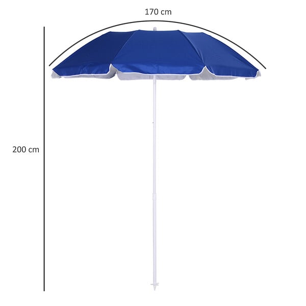 OUTSUNNY - Parasol inclinable octogonal de plage Ø 150 cm tissu polyester haute densité anti-UV mât démontable sac de transport inclus bleu - large
