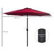 OUTSUNNY - Parasol en métal rond polyester 180g/m² manivelle inclinable Ø 2,95 x 2,5 m bordeaux - vignette