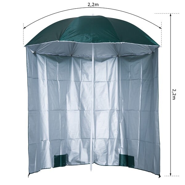 OUTSUNNY - Parasol de plage Ø 2,2 x 2,2H cm protection UPF 50 + sac transport, sardines et lestage intégrés vert foncé - large