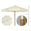 OUTSUNNY - Parasol droit rond grande taille de jardin Ø 3,25 x 2,5H m bois de bambou polyester beige - vignette