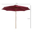 OUTSUNNY - Outsunny Parasol droit en bois polyester haute densité protection solaire Ø 3 x 2,5 m rouge - vignette