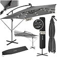 TECTAKE - Parasol à LED solaire Sunna avec manivelle 2,5 x 2,5 m  gris clair - vignette