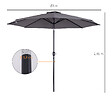 OUTSUNNY - Parasol en métal rond polyester 180g/m² manivelle inclinable Ø 2,95 x 2,5 m gris - vignette