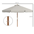 OUTSUNNY - Parasol droit rond grande taille de jardin Ø 3,25 x 2,5H m bois de bambou polyester gris - vignette