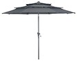 PROLOISIRS - Parasol droit en aluminium 3 strates inclinable manivelle 300/6 cm - grey/gris - vignette