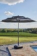 PROLOISIRS - Parasol droit en aluminium 3 strates inclinable manivelle 300/6 cm - gris - vignette