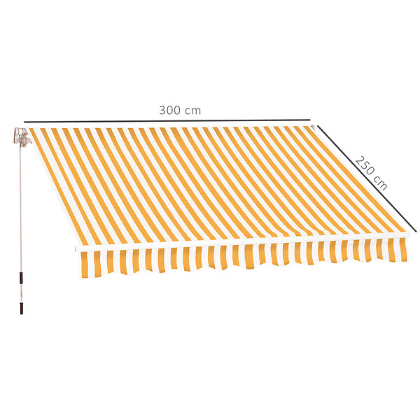 OUTSUNNY - Store banne manuel rétractable aluminium polyester imperméabilisé 3L x 2,5l m orange blanc rayé - large