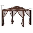 OUTSUNNY - Tonnelle barnum de jardin 3L x 3l m avec 4 moustiquaires amovibles - double toit - métal polyester marron - vignette