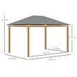 OUTSUNNY - Pavillon de jardin style contemporain - barnum avec rideaux - dim. 3,97L x 2,97l x 2,8H m - alu. aspect bois polyester gris - vignette